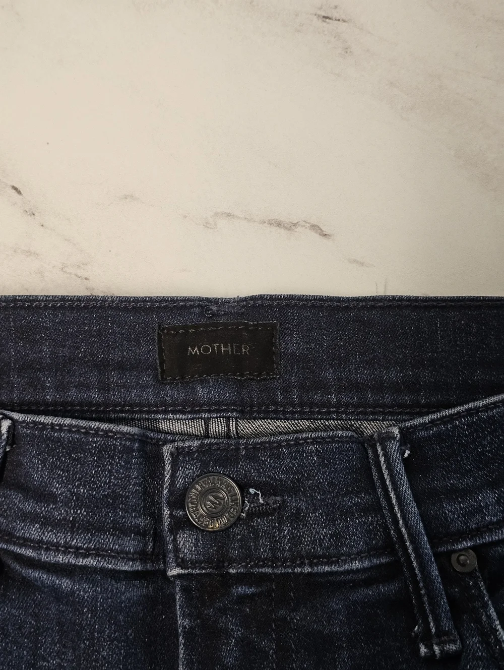 MOTHER Stunner Zip Ankle Fray High Rise Skinny Dark Blue‎ Jeans 28 Preowned
